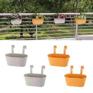 4 pack rail planter 11 inch balcony planters railing hanging flower pot for outside metal iron fence planter with detachable hooks holes flower boxes for deck railings planter boxes outdoor indoor