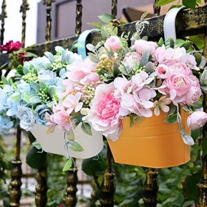 4 Pack Rail Planter 11 Inch Balcony Planters Railing Hanging Flower Pot for Outside Metal Iron Fence Planter with Detachable Hooks Holes Flower Boxes for Deck Railings Planter Boxes Outdoor Indoor