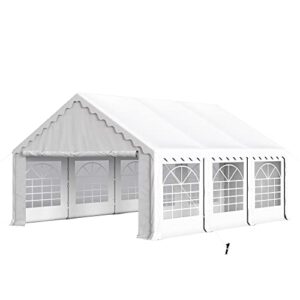 phi villa 20'x16' outdoor heavy duty party tent large commercial canopy wedding event shelter with removable sidewalls & 3 storage bags for patio outdoor garden events, white
