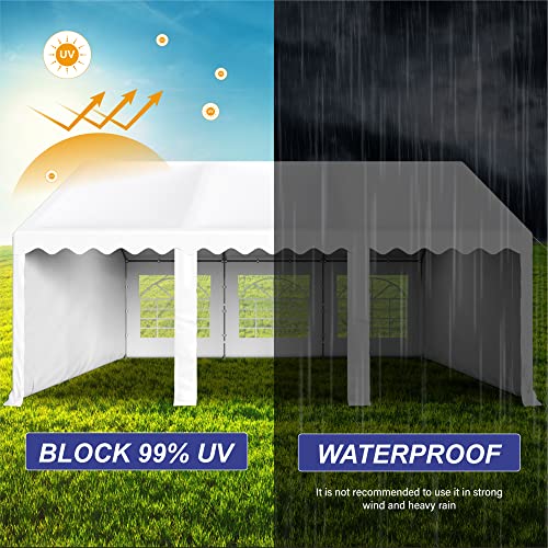 PHI VILLA 20'x16' Outdoor Heavy Duty Party Tent Large Commercial Canopy Wedding Event Shelter with Removable Sidewalls & 3 Storage Bags for Patio Outdoor Garden Events, White