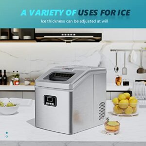 EUHOMY Countertop Ice Maker Machine, 40Lbs/24H Auto Self-Cleaning, 24 Pcs Ice/13 Mins, Portable Compact Ice Maker with Ice Scoop & Basket, Perfect for Home/Kitchen/Office/Bar(Silver)