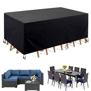 knhuos patio furniture covers,108"l x 82"w x 27.8"h outdoor furniture cover waterproof, outdoor table and chair set cover wind dust proof anti-uv, durable patio furniture cover，rectangular