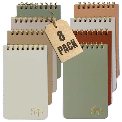 ZICOTO Aesthetic Pocket Notebooks Set Of 8 For Women - Small 3x5 Spiral Notepads With Lined Pages - The Perfect Little Mini Pads to Stay Organized and Boost Productivity at Work or School