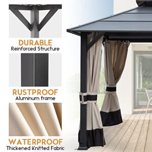 Warmally 10'×12' Hardtop Gazebo Double Roof Canopy Gazebo with Netting and Curtains Fast-Splicing Structure Galvanized Iron Aluminum for Patio Backyard Deck and Lawns