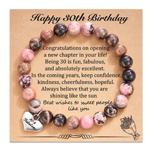 jogdiam 30th birthday gift for her heart bracelet birthday gifts for women natural strone bracelet for friend wife daughter