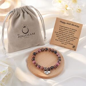 JOGDIAM 30th Birthday Gift for Her Heart Bracelet Birthday Gifts for Women Natural Strone Bracelet for Friend Wife Daughter