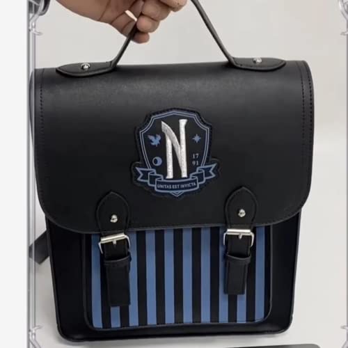 HIQUAY Wednesday Backpack Gothic Academy Aesthetic Backpack For Teens Y2K Preppy Backpack Addams (Blue stripes)