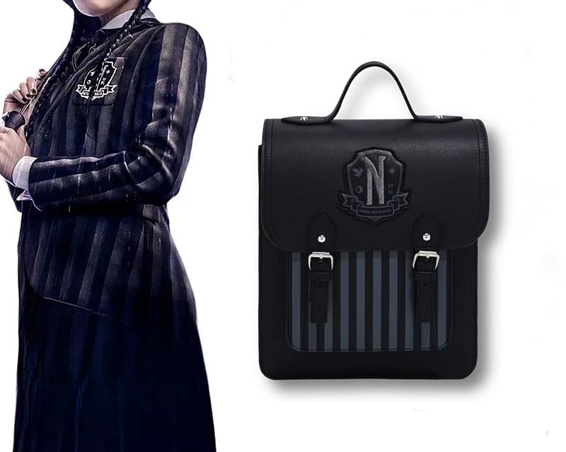 HIQUAY Wednesday Backpack Gothic Academy Aesthetic Backpack For Teens Y2K Preppy Backpack Addams (Blue stripes)