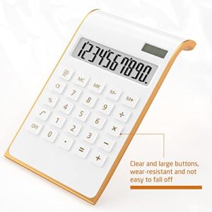 Calculators, Desktop Calculator with Large LCD Display, 10 Digits Solar Power Basic Office Calculator, Gold Office Desk Supplies and Accessories