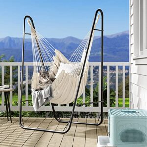YITAHOME Hammock Chair with Stand Heavy Duty with Hanging Swing Chair 330Lbs Indoor Outdoor Swing Stand for Living Room, Garden, Balcony