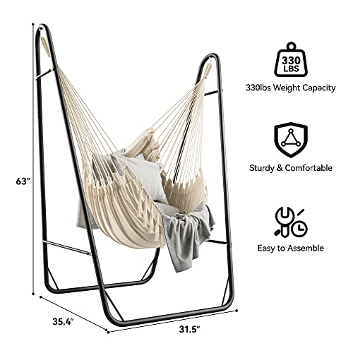 YITAHOME Hammock Chair with Stand Heavy Duty with Hanging Swing Chair 330Lbs Indoor Outdoor Swing Stand for Living Room, Garden, Balcony