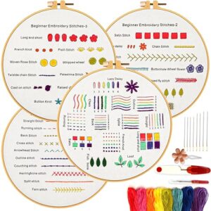 artificay 4set embroidery kit for beginners with embroidery patterns, embroidery kits for kids, needlepoint kits for beginners, beginner embroidery kit for adults, ideal hand embroidery kit to learn