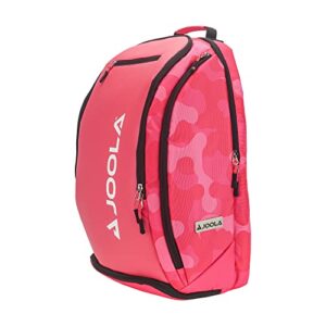 joola pickleball bag - vision ii deluxe pickleball backpack - large paddle bag fits 4 pickleball paddles & gear - fence hook, extra pockets, ventilated shoe storage - pink