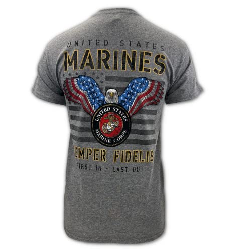 Armed Forces Gear Men's US Marine Corps Stars and Stripes T-Shirt- Official Licensed United States Marines Shirts for Men (Graphite, Large)