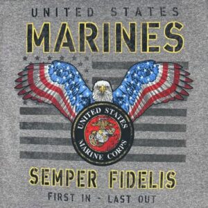 Armed Forces Gear Men's US Marine Corps Stars and Stripes T-Shirt- Official Licensed United States Marines Shirts for Men (Graphite, Large)