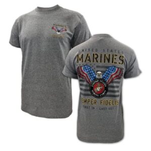 Armed Forces Gear Men's US Marine Corps Stars and Stripes T-Shirt- Official Licensed United States Marines Shirts for Men (Graphite, Large)