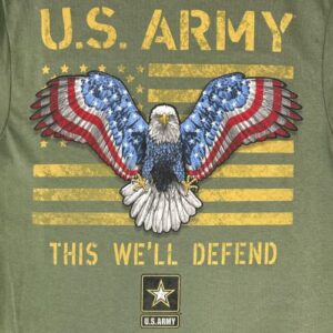 armed forces gear men's us army stars and stripes t-shirt- official licensed united states army shirts for men (od green, large)