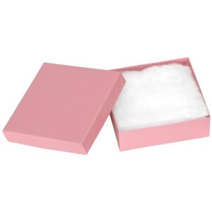 cardboard jewelry boxes 10 pack - 3.5"x3.5"x1" bulk cotton filled small gift boxes with lids for jewelry packaging (baby pink)