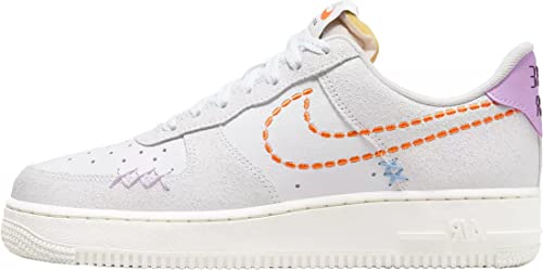 Nike Women's Air Force 1 '07 Shoes, White/Safety Orange Sail Prime, 8