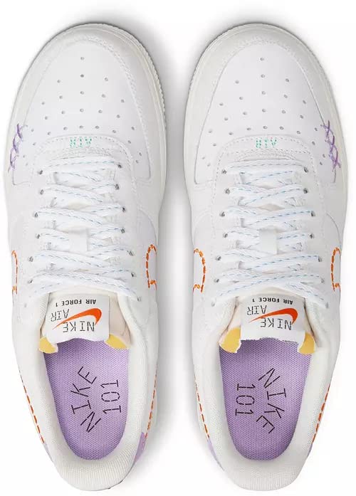 Nike Women's Air Force 1 '07 Shoes, White/Safety Orange Sail Prime, 8