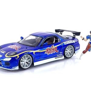 Street Fighter 1:24 1993 Mazda RX-7 Die-Cast Car & 2.75" Chun-Li Figure, Toys for Kids and Adults