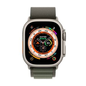 Apple Watch Ultra [GPS + Cellular 49mm] Titanium Case with Green Alpine Loop, Medium (Renewed)