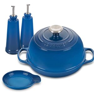 Le Creuset 9 1/2 in. Bread Oven Enameled Cast-iron Bundle with Oil & Vinegar Set and Spoon Rest - Marseille