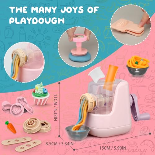 Playdough Set for Toddlers,Playdough Tools,Playdough Noodle Toy with 28 PCS Play Dough Accessories and Play Clay Sets with 12 Colors Dough for 3 4 5 6 Years Old Boys and Girls Birthday Gift