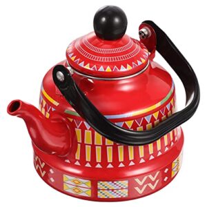 callaron kettle teapot enamel tea stovetop tea pot boiling water farmhouse water heating pot coffee jug can jar for home kitchen office red 1.1l green tea camping camping stove
