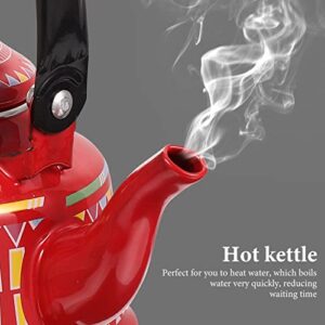 CALLARON Kettle Teapot Enamel Tea Stovetop Tea Pot Boiling Water Farmhouse Water Heating Pot Coffee Jug Can Jar for Home Kitchen Office Red 1.1L Green Tea Camping Camping Stove