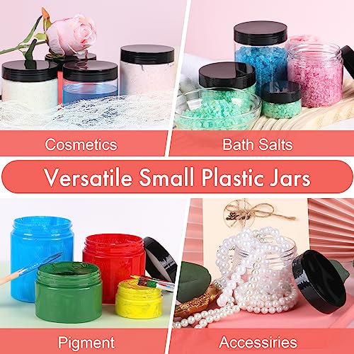 Plastic Containers with Lids 6oz 40Pack, Jaisie.W Empty 6 oz Small Containers with Lids&Labels- Refillable Plastic Jars with Lids -Sugars Scrub Jars/Slime Containers (6 fl.oz, 40Pack)