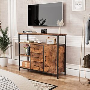 Furnulem Rustic Sideboard Buffet Cabinet with Wide Shelf, 40" Kitchen Cupboard with 3 Drawer, 2 Shelves and Door, Coffee Bar Storage Cabinet for Living Room, Office, Bedroom, Entryway