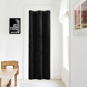 nicetown black doorway curtain panel room divider blackout velvet curtains 80 inch grommet drapes thermal insulated energy efficient window treatment for kitchen, 1 panel, w42 x l80 inch