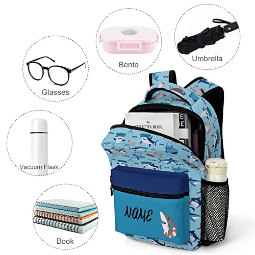 Mrokouay Custom Kid Backpack Cute Shark Personalized School Bookbag with Your Name, Customization Casual Bookbags for Student Girls Boys