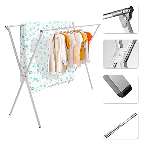 OShuKang Foldable Clothes Rack, 80-Inch Stainless Steel Clothes Rack, Simple Style, Can Be Used Indoors and Outdoors（LYJ-2000