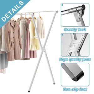 OShuKang Foldable Clothes Rack, 80-Inch Stainless Steel Clothes Rack, Simple Style, Can Be Used Indoors and Outdoors（LYJ-2000