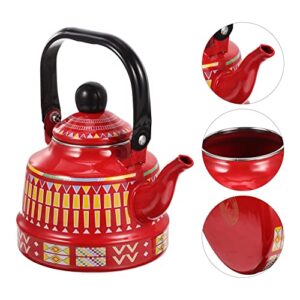 Kichvoe Teapot Tea Kettle Enamel Tea Kettle Enamel Hot Water Kettle Pot Stovetop Safe with Handle Water Heating Pot Coffee Kettle for Stovetop Induction Cooker Red Christmas Green