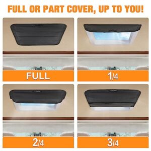 boslla Magnetic RV Skylight Vent Covers, Foldable Camper Window Blackout Shade 16"x16", Privacy Sunroof Window Cover for MaxxAir Fan, Fantastic Fan and RV Bathroom, Black