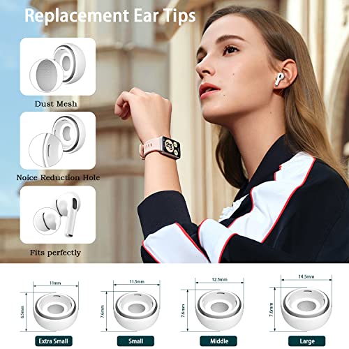 R-fun AirPods Pro 2nd/1st Generation Case Cover with Cleaning kit and 4 Pairs Replacement Ear Tips(XS/S/M/L), Full Protective Silicone for Apple AirPods Pro 2022/2019 Charging Case - Black