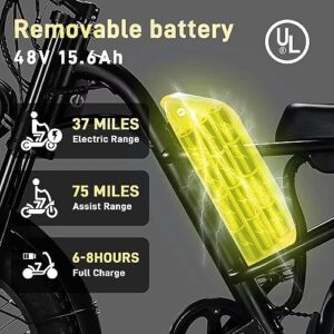 ZBZO Electric Bike Fat Tire Electric Bicycle 20" x 4.0" Ebike for Adults 1000W with Removable 48V Battery,30MPH 7 Speed Shifting, Dual Suspension Commuting Mountain Ebike