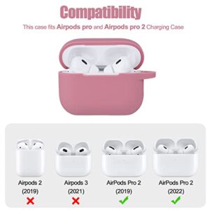Pink Cute Case for AirPods Pro 2nd/1st Generation Cover with Pom pom, Full Protective Liquid Silicone Case for Women Men, Compatible with AirPods Pro 2022/2019, Accessories Keychain and Pom pom