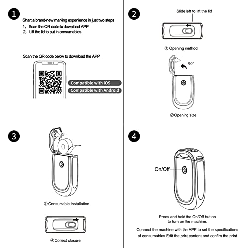 MOSHOU Label Maker with Tape, Portable BT Wrieless Label Printer for Storage, Barcode, Office, Home, Store Organization, Sticker Maker Mini Label Maker with Multiple Templates