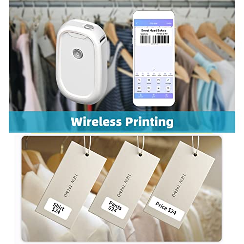 MOSHOU Label Maker with Tape, Portable BT Wrieless Label Printer for Storage, Barcode, Office, Home, Store Organization, Sticker Maker Mini Label Maker with Multiple Templates