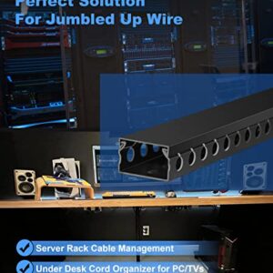 ZhiYo Cable Raceway 156in(4xL39in), Server Rack Cable Management Under Desk Cord Organizer, Electrical Safe PVC Cable Channel Open Slot Wire Raceway for Network/PC/TVs, Wire Duct W1.6 x H1in Black