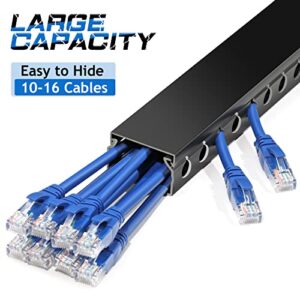 ZhiYo Cable Raceway 156in(4xL39in), Server Rack Cable Management Under Desk Cord Organizer, Electrical Safe PVC Cable Channel Open Slot Wire Raceway for Network/PC/TVs, Wire Duct W1.6 x H1in Black