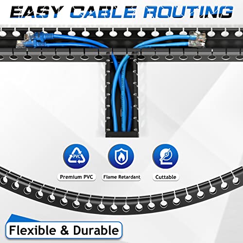 ZhiYo Cable Raceway 156in(4xL39in), Server Rack Cable Management Under Desk Cord Organizer, Electrical Safe PVC Cable Channel Open Slot Wire Raceway for Network/PC/TVs, Wire Duct W1.6 x H1in Black