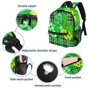 Small Backpack Travel Backpack,Carry On Backpack,st.patrick's day green plaid,Women Mini Backpack Casual Daypack