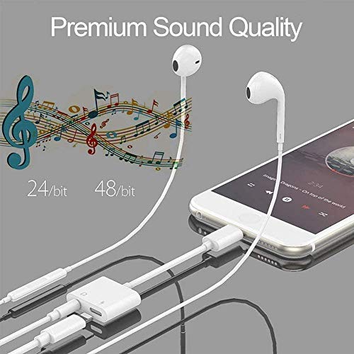 [Apple MFi Certified] iPhone Headphone Adapter 2 Pack, 2 in 1 Lightning to 3.5 mm Headphone Jack Adapter Aux Audio & Charger Splitter Cable for iPhone 14 13 12 11 XS XR X 8 7 6 iPad, Support iOS 16