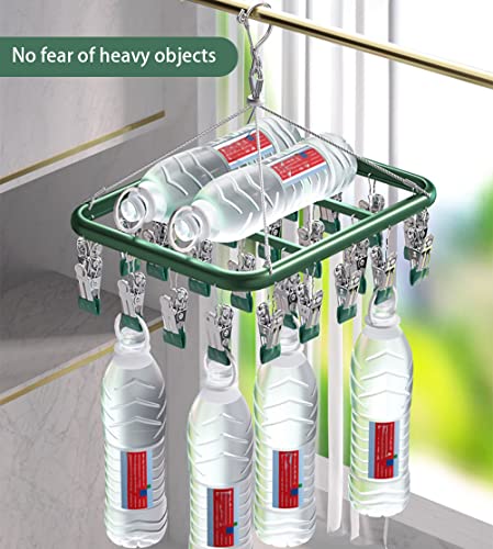 USNUANNU Sock Drying Rack with 26 Clips, Stainless Steel Sock Drying Rack for Indoor and Outdoor Socks, Bras, Underwear, Towels, Baby Clothes, Scarves, Diapers.Portable Laundry Drying Rack