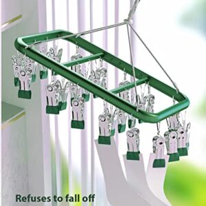 USNUANNU Sock Drying Rack with 26 Clips, Stainless Steel Sock Drying Rack for Indoor and Outdoor Socks, Bras, Underwear, Towels, Baby Clothes, Scarves, Diapers.Portable Laundry Drying Rack